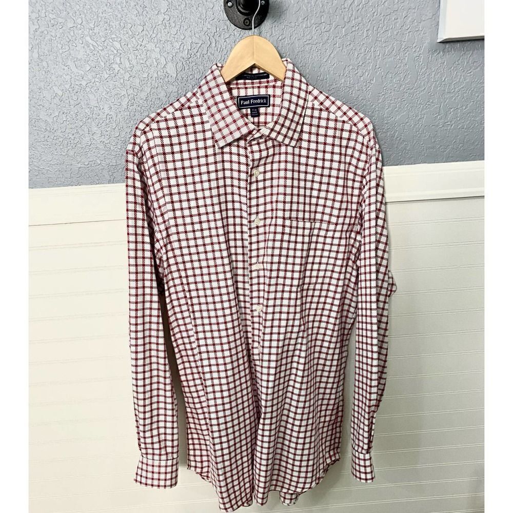 Paul Fredrick Red Checkered Button Down Dress Shi… - image 2